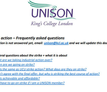 KCL UNISON Strike Action FAQs